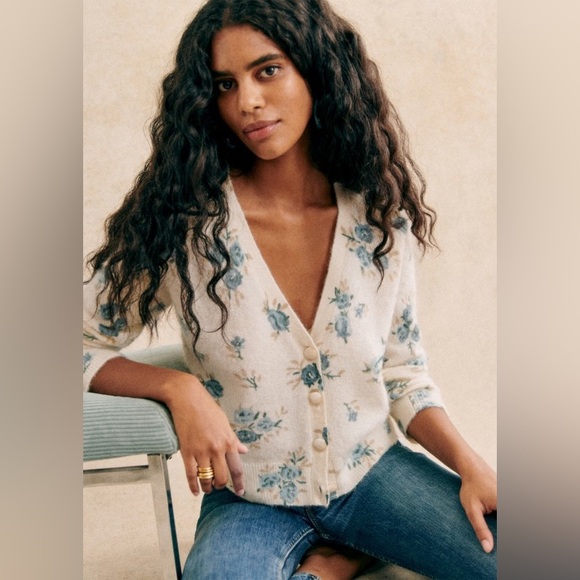 Sezane Sweaters - Sezane Nerys Floral Cardigan